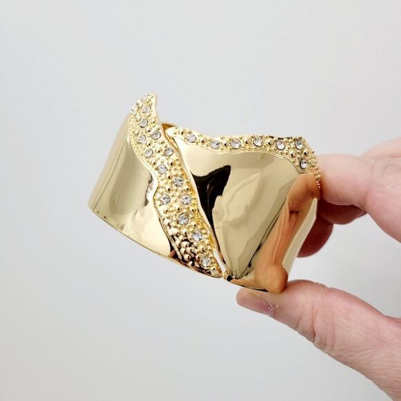 Brand New Top Fashion Gold Tone Rhinestone Bangle Bracelet - Picture 4 of 9